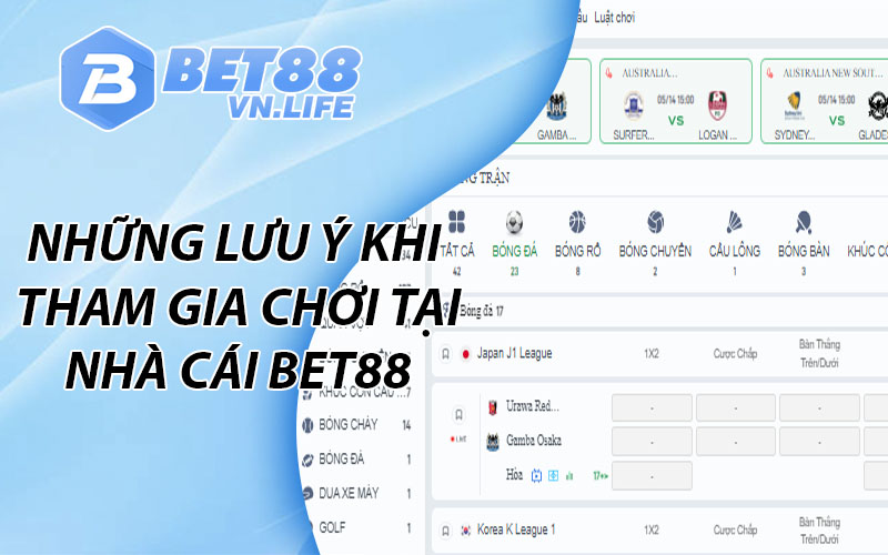 Những lưu ý khi tham gia chơi tại nhà cái BET88 